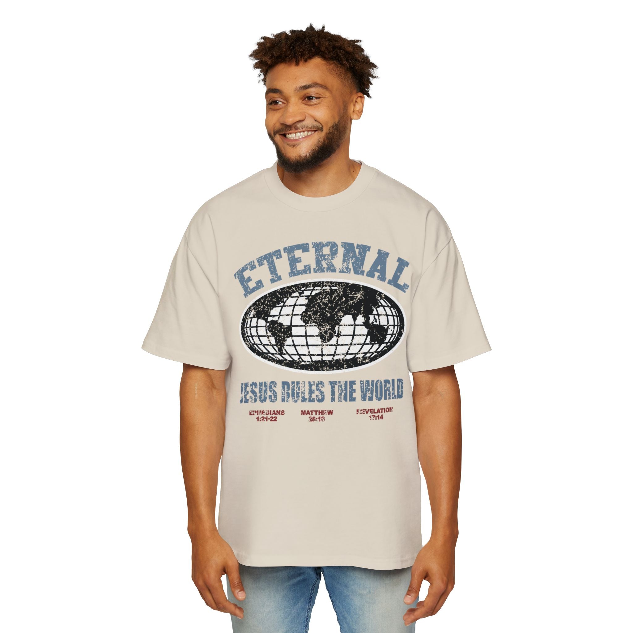 JESUS RULES THE WORLD TEE - ECRU
