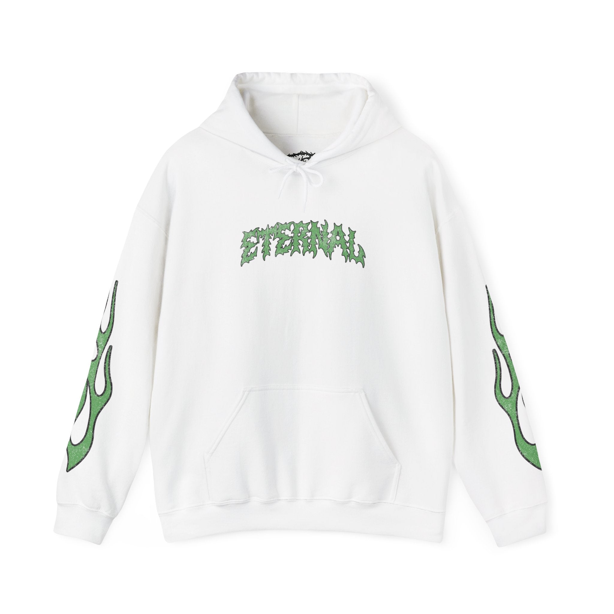 Green Flame Hoodie - White