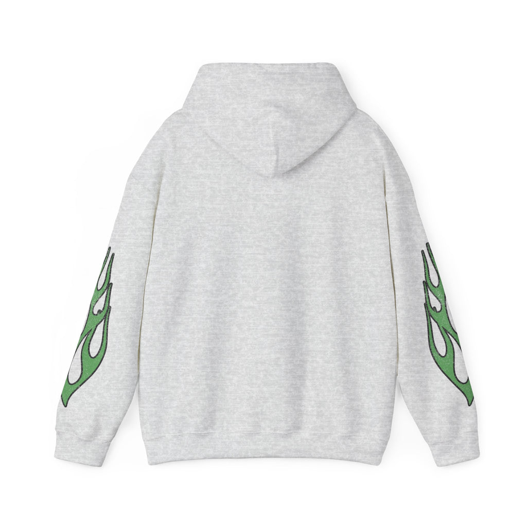 Green Flame Hoodie - Ash