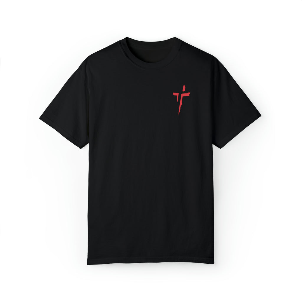 FOR GOD SO LOVED THE WORLD CROSS TEE - BLACK