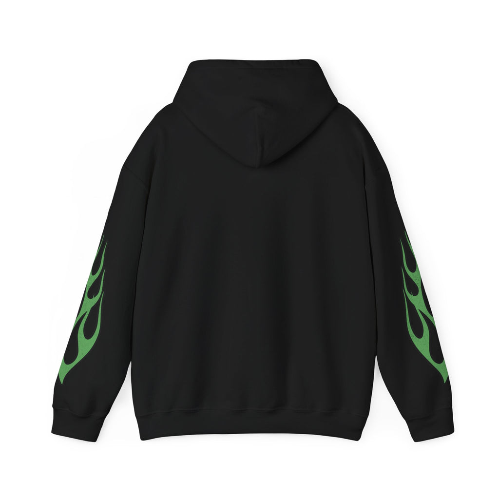 Green Flame Hoodie - Black