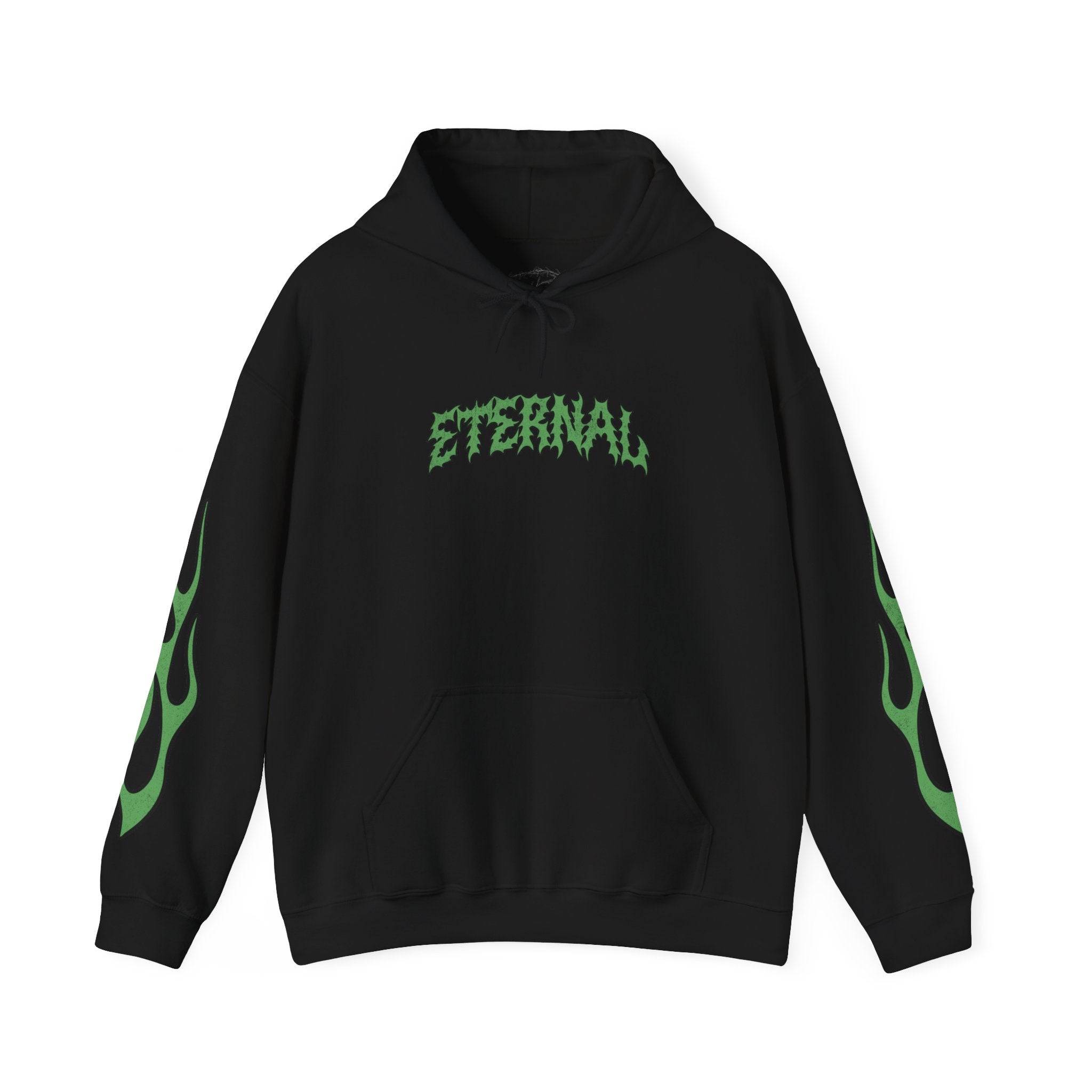 Green Flame Hoodie - Black